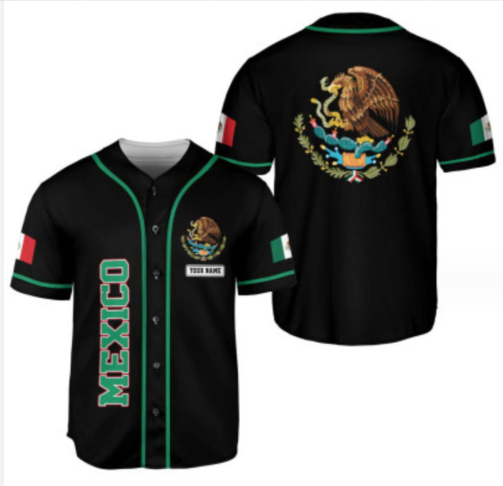 Printed Casual Men's Baseball Shirt Short-sleeved Top, with outer breasted button detail, stylish and breathable design for casual outings and active wear.