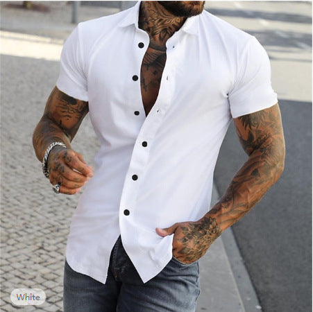 Simple Summer Men's Casual Solid Color Shirt Hot Deal Warehouse