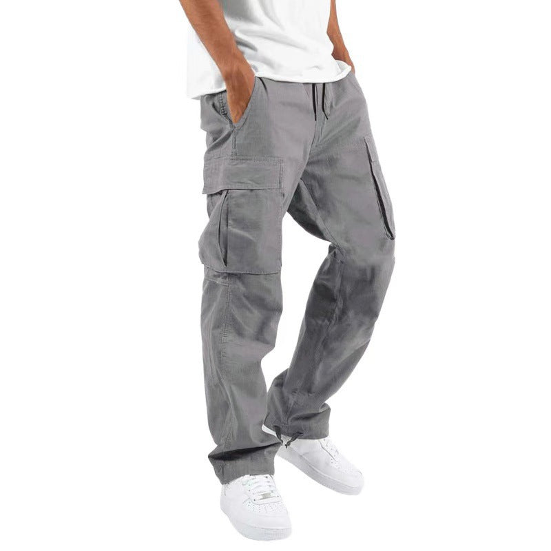 Durable and stylish multi-pocket casual trousers with a drawstring waistband, perfect for work, travel, and everyday use.