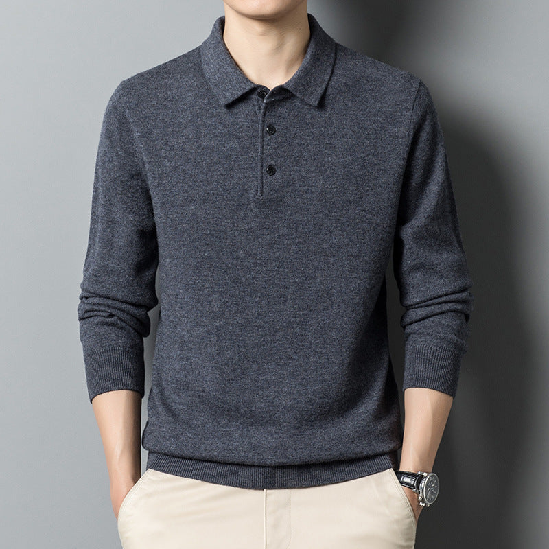 “Fall Casual Polo Collar Long Sleeved Sweater for Men – cozy men’s sweater with a polo collar, ideal for layering and autumn style – Hot Deal Warehouse menswear”

