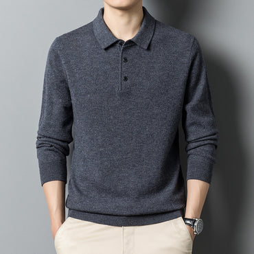 “Fall Casual Polo Collar Long Sleeved Sweater for Men – cozy men’s sweater with a polo collar, ideal for layering and autumn style – Hot Deal Warehouse menswear”
