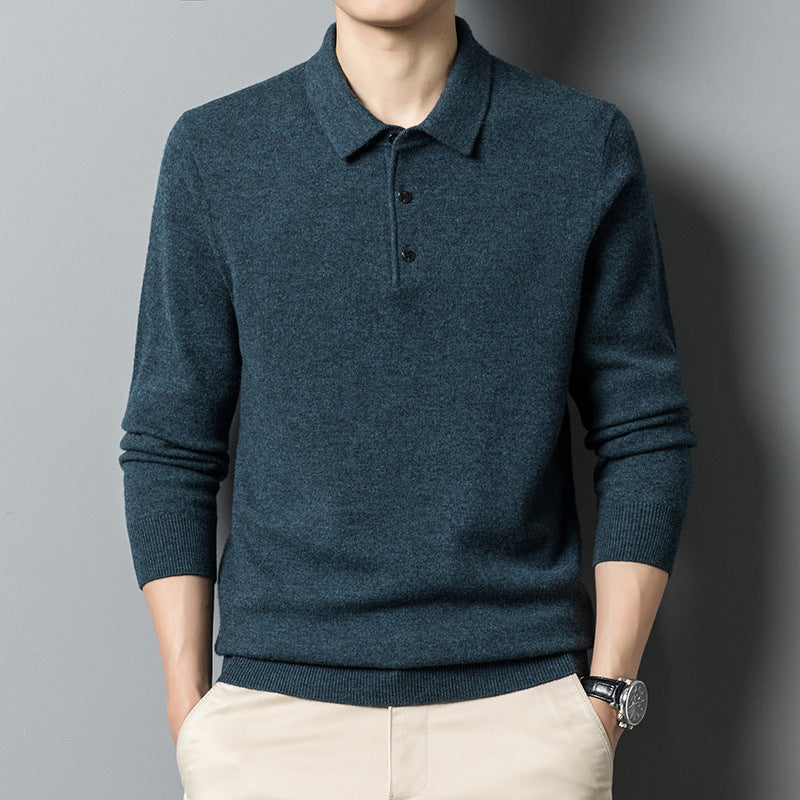 “Fall Casual Polo Collar Long Sleeved Sweater for Men – cozy men’s sweater with a polo collar, ideal for layering and autumn style – Hot Deal Warehouse menswear”
