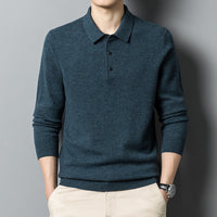 “Fall Casual Polo Collar Long Sleeved Sweater for Men – cozy men’s sweater with a polo collar, ideal for layering and autumn style – Hot Deal Warehouse menswear”
