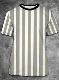 Men's Carnival Fashion Striped T-Shirt with bold, colorful stripes, short sleeves, and a relaxed fit.