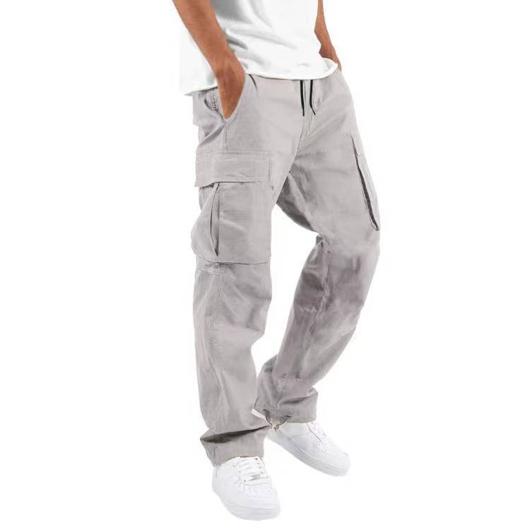 Durable and stylish multi-pocket casual trousers with a drawstring waistband, perfect for work, travel, and everyday use.