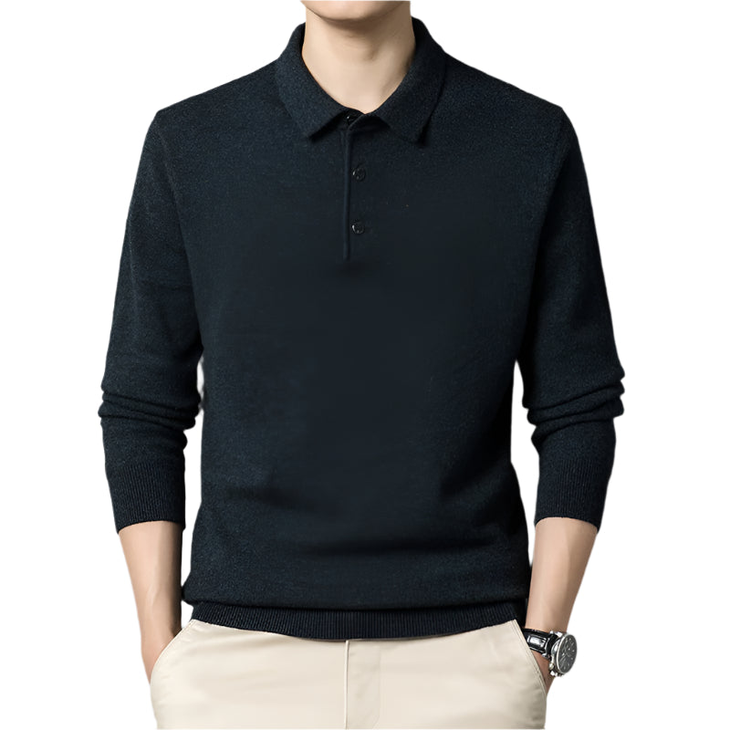 “Fall Casual Polo Collar Long Sleeved Sweater for Men – cozy men’s sweater with a polo collar, ideal for layering and autumn style – Hot Deal Warehouse menswear”
