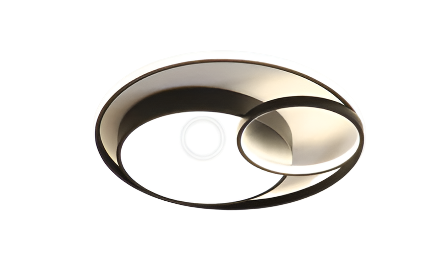 Modern Nordic-style nested round chandelier hanging in a minimalist living room

