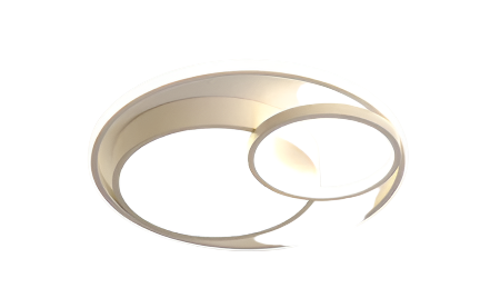 Modern Nordic-style nested round chandelier hanging in a minimalist living room

