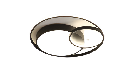 Modern Nordic-style nested round chandelier hanging in a minimalist living room

