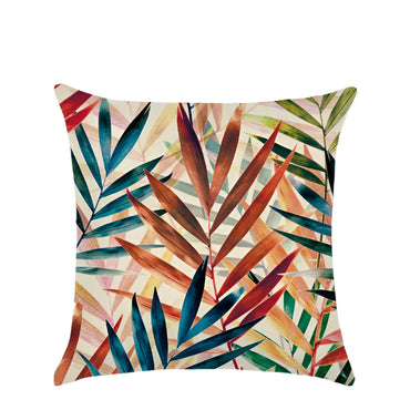 Tropical plants cushion covers featuring vibrant botanical prints. Made from soft, durable fabric, perfect for adding a fresh, nature-inspired touch to your home decor. Ideal for sofas, beds, and outdoor seating areas.