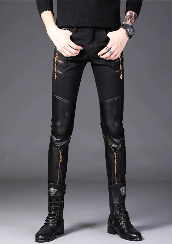 Slim-fit Black Straight-leg Pants Hot Deal Warehouse