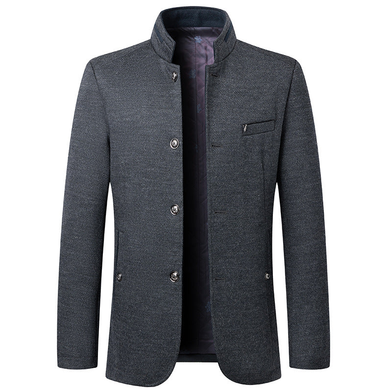 “Business stand collar woolen coat – men’s elegant, warm overcoat with a modern stand collar, perfect for professional and formal wear – Hot Deal Warehouse menswear”

