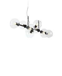 Modern Nordic minimalist glass chandelier lighting in living room setting

