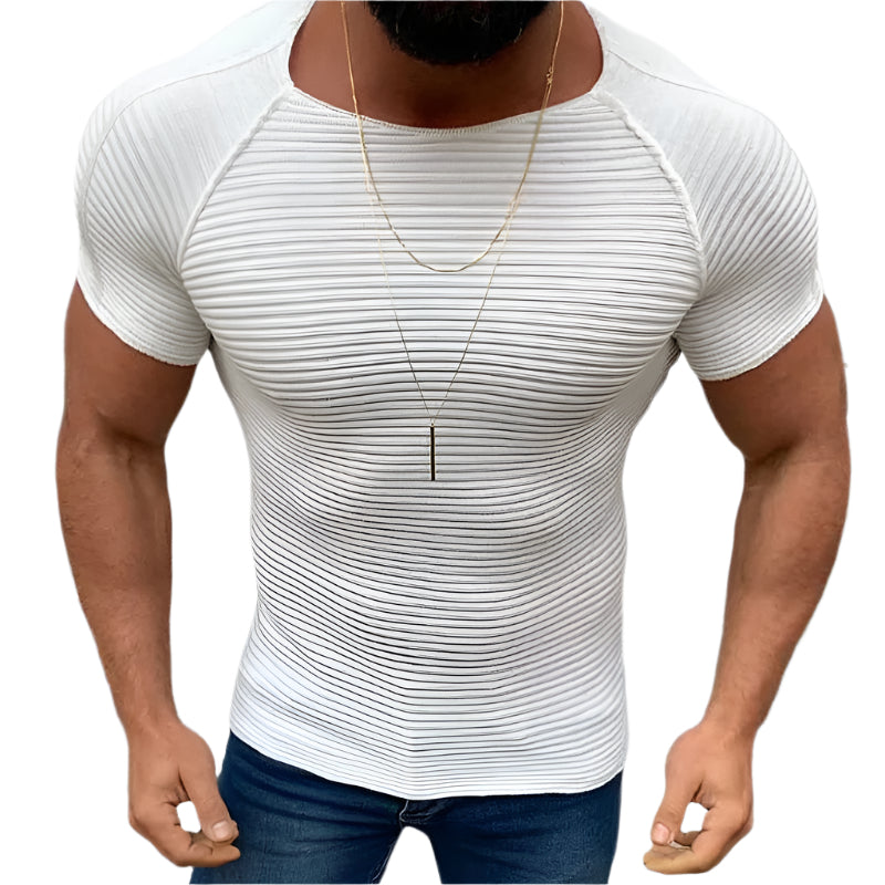 Men’s Solid Color Slim Round Neck Short Sleeve Top – Classic, slim-fit, and breathable tee for everyday wear.