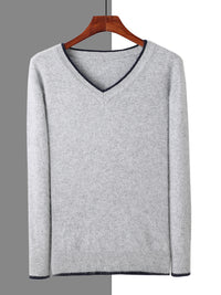 Men’s Pullover V-neck Loose Color Matching Plus Size Thermal Sweater, Comfortable and Stylish for Cold Weather Wear.