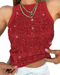 Sexy Cropped Sleeveless Sequin Leopard Print Vest – Bold leopard print with shimmering sequins for a standout look.








