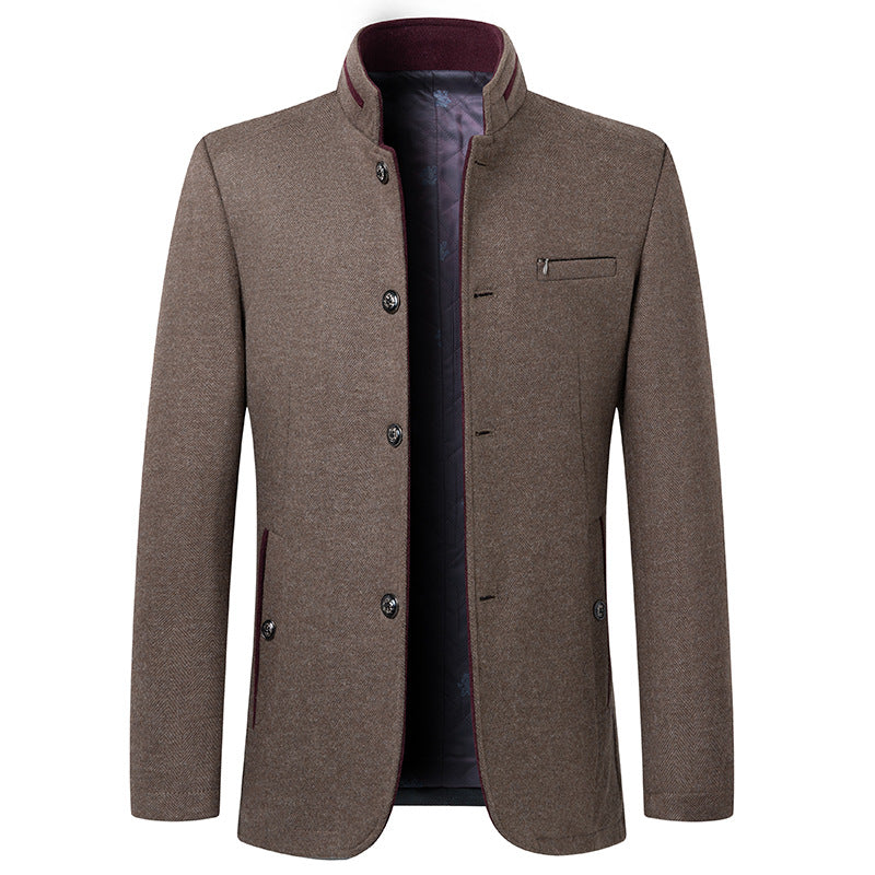 “Business stand collar woolen coat – men’s elegant, warm overcoat with a modern stand collar, perfect for professional and formal wear – Hot Deal Warehouse menswear”

