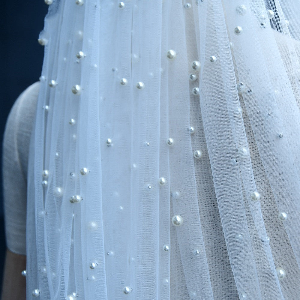 “Dream Come True Bridal Pearl Veil – elegant wedding veil adorned with pearls, designed to add a touch of romance and sophistication to your special day – Hot Deal Warehouse bridal”

