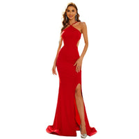 925667721-1Elegant high neck sleeveless long dress, perfect for celebrity parties, red carpet events, and formal occasions.

