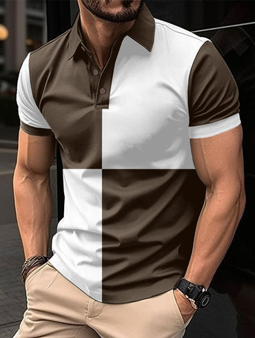 “Casual sports short sleeve color stitching turnover neck polo shirt – men’s modern polo with contrast panels, perfect for active lifestyles and everyday comfort – Hot Deal Warehouse menswear”









