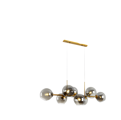 Modern Nordic minimalist glass chandelier lighting in living room setting

