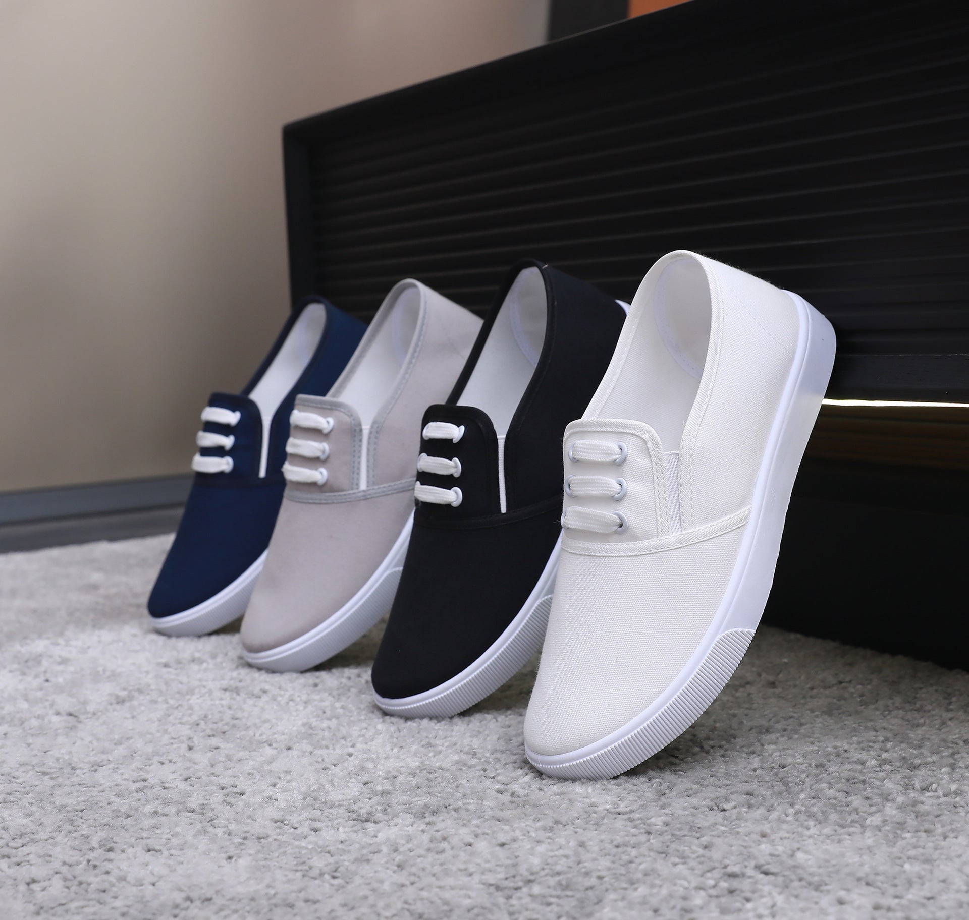 Comfortable slip-on canvas shoes for women with a flat sole, breathable upper, and versatile style, perfect for casual outings.








