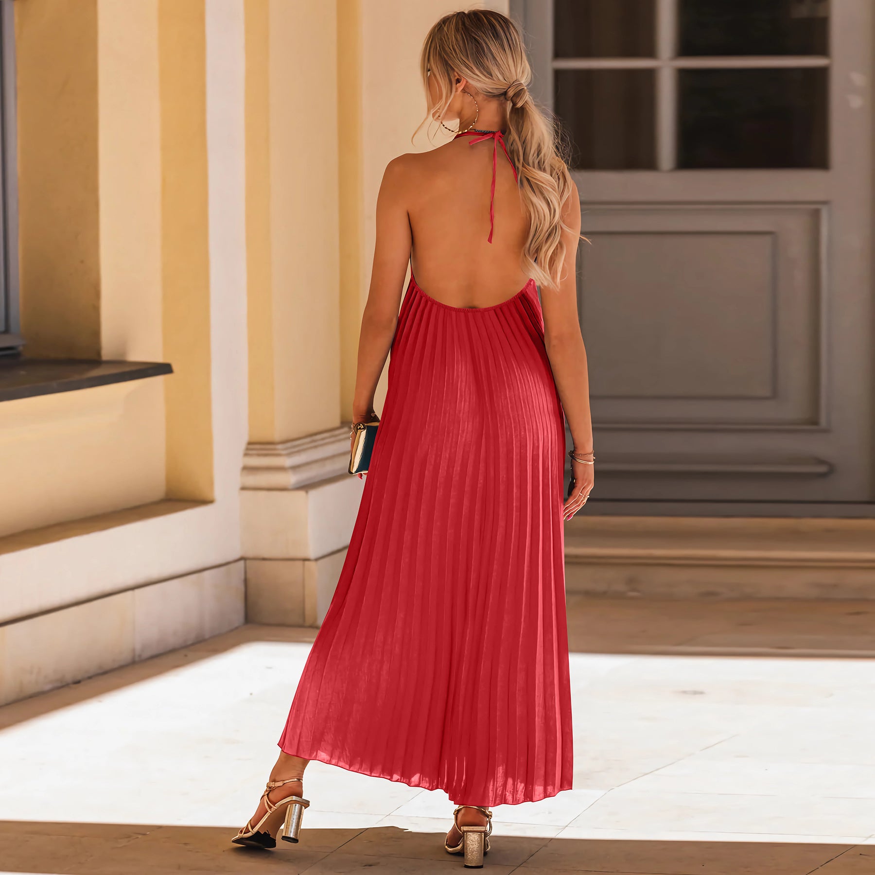 “Everlie A Line Pleated Maxi Dress – women’s flowing pleated maxi dress with a flattering A-line cut, perfect for special occasions and everyday elegance – Hot Deal Warehouse fashion”

