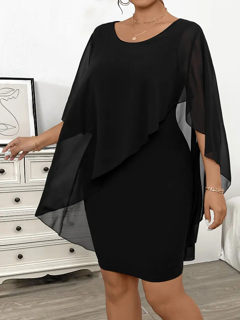 “Chiffon Shawl Wrapped Hip Plus Size Dress – elegant plus size women’s dress with a flowing chiffon shawl, perfect for special occasions and evening wear – Hot Deal Warehouse fashion”


