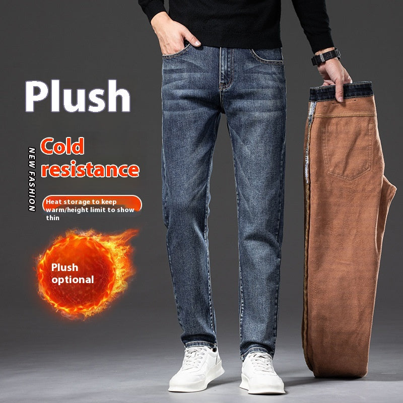 “Fleece Padded Men’s Slim Straight Jeans – warm, slim-fit men’s jeans with fleece lining for comfort in cold weather – Hot Deal Warehouse menswear”
