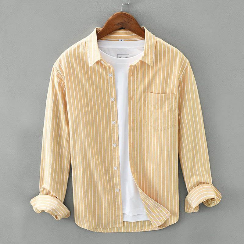 Men's Cotton Striped Long-Sleeved Shirt – Stylish and breathable with a bold striped pattern, offering comfort and versatility for any occasion.








