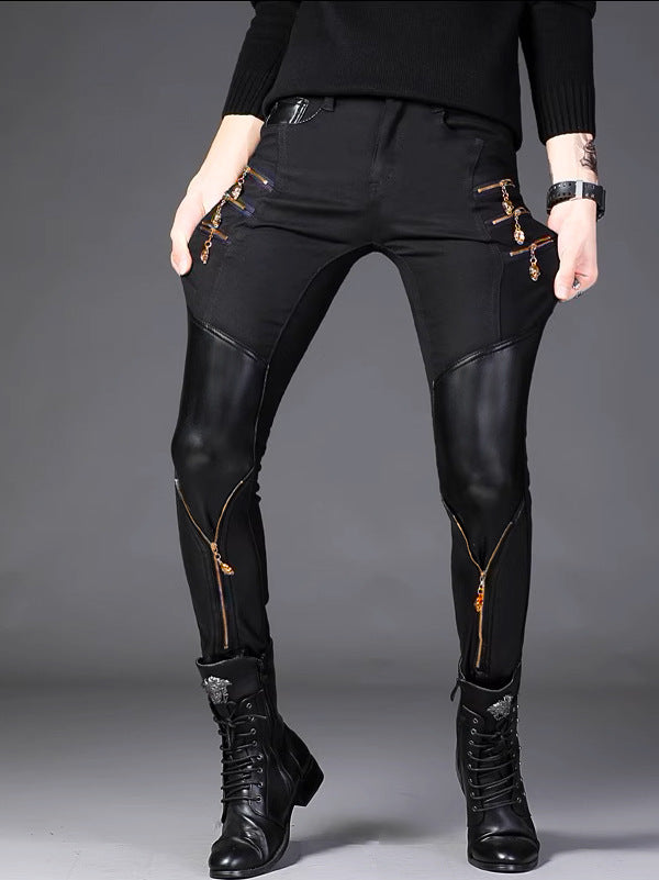 Slim-fit Black Straight-leg Pants Hot Deal Warehouse