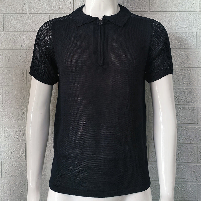 Men’s Slim-Fit Summer Knit Top – Lightweight, breathable, and stylish short-sleeve knit for warm-weather comfort.