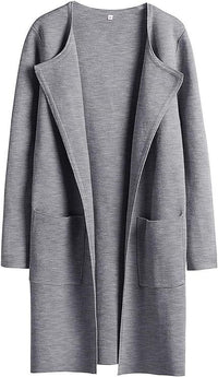 Women's Slim Fit Woolen Mid-Length Coat with Pockets and Lapel – Autumn & Winter Fashion

