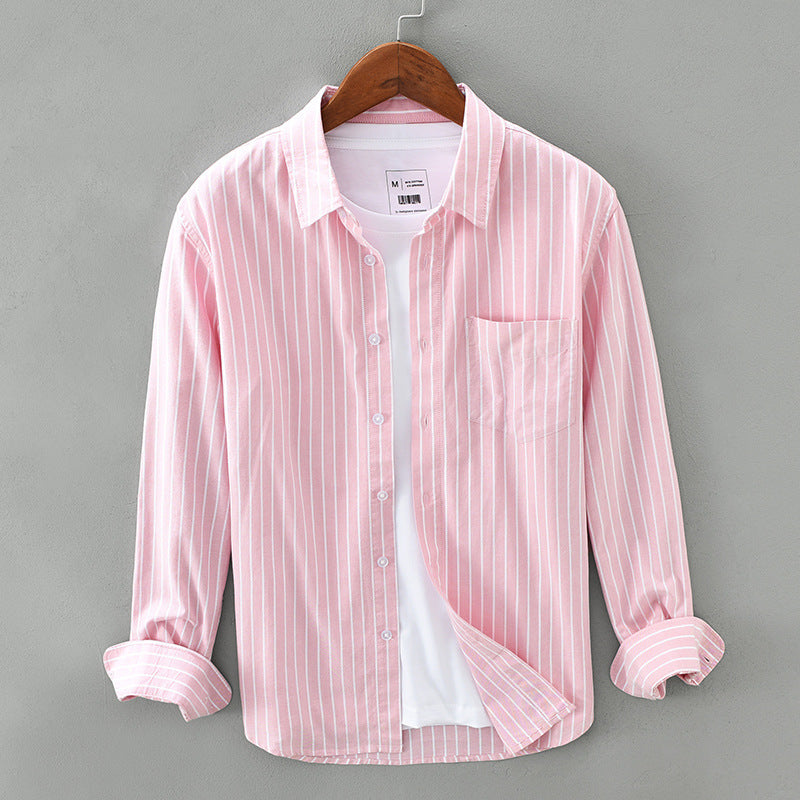 Men's Cotton Striped Long-Sleeved Shirt – Stylish and breathable with a bold striped pattern, offering comfort and versatility for any occasion.








