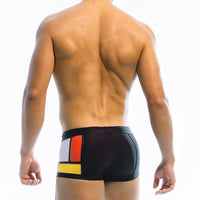 Men’s multi-color mosaic print boxer swim trunks – stylish and quick-dry beachwear

