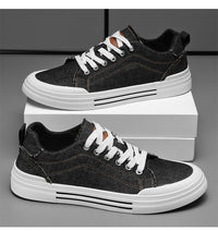Men’s breathable canvas fashion sneakers in casual style with lace-up design and non-slip sole.

