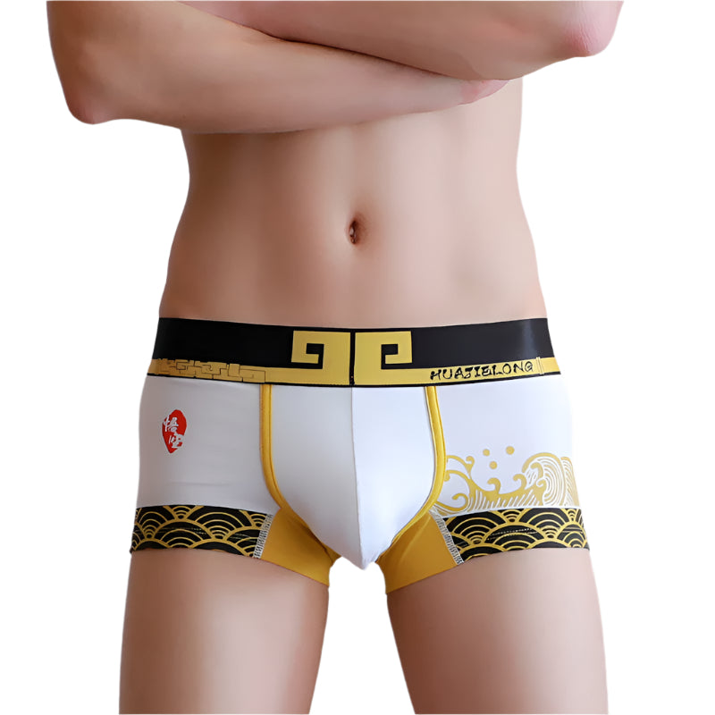 Plus-size men’s cotton boxer briefs in solid color design

