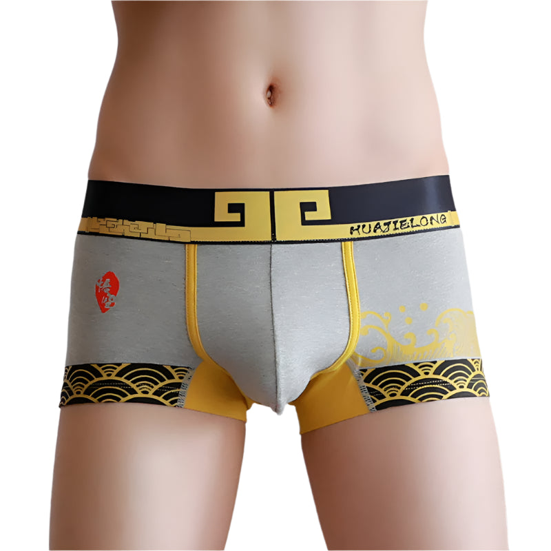 Plus-size men’s cotton boxer briefs in solid color design

