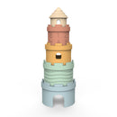 Colorful silicone stacking building blocks for toddlers and kids, safe educational puzzle toy.

