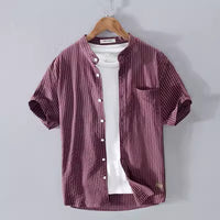 Men's Stand Collar Pullover Shirt, modern design, breathable fabric, stylish and versatile.