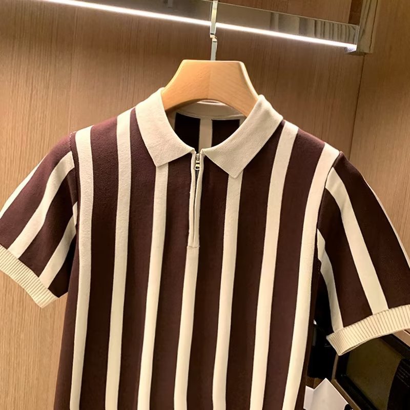 Loose Knitwear Short Sleeve Round Neck Casual Top for Men, breathable and comfortable design, perfect for everyday wear.