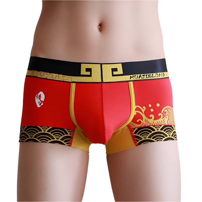 Plus-size men’s cotton boxer briefs in solid color design

