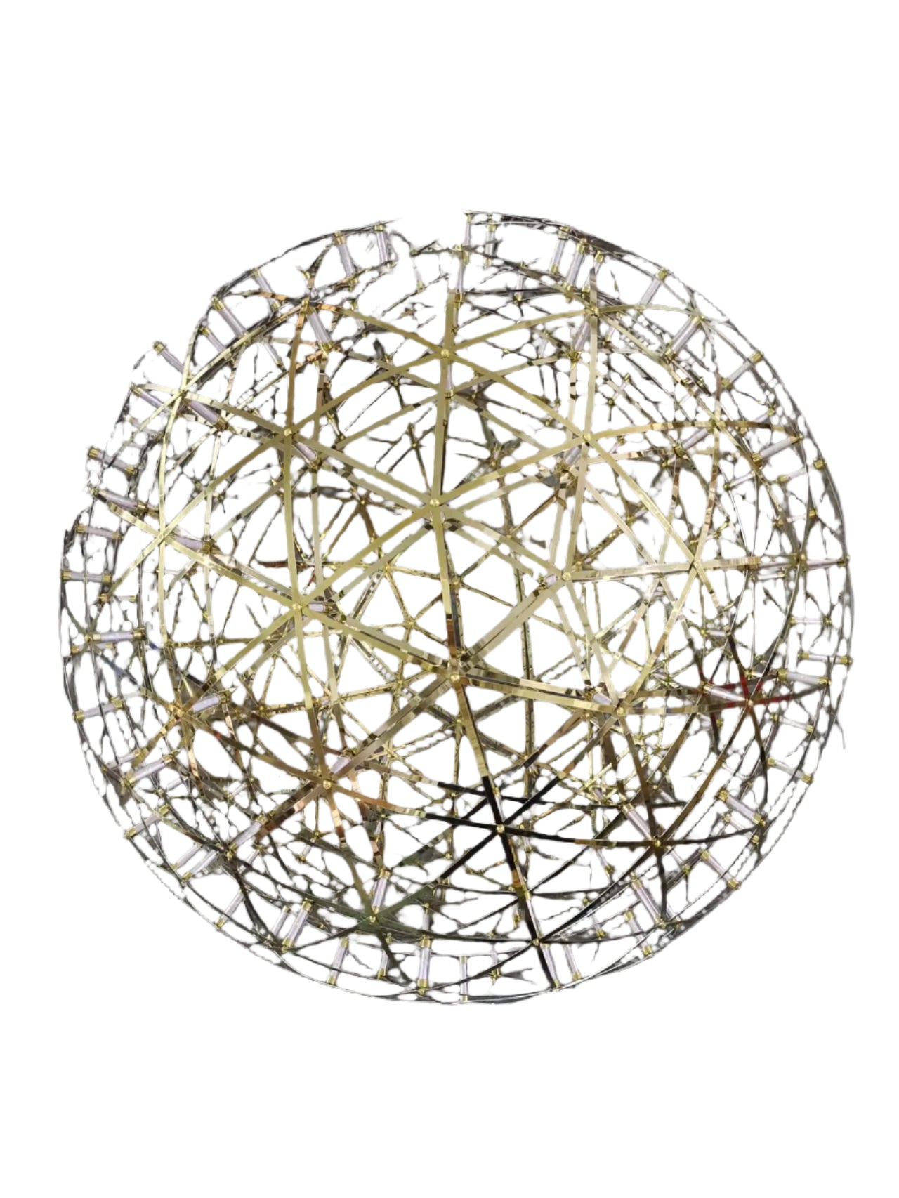 Elegant spherical ball chandelier in a modern commercial lobby

