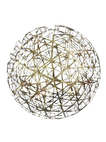 Elegant spherical ball chandelier in a modern commercial lobby


