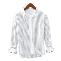 Men's Cotton Striped Long-Sleeved Shirt – Stylish and breathable with a bold striped pattern, offering comfort and versatility for any occasion.








