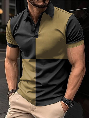 “Casual sports short sleeve color stitching turnover neck polo shirt – men’s modern polo with contrast panels, perfect for active lifestyles and everyday comfort – Hot Deal Warehouse menswear”








