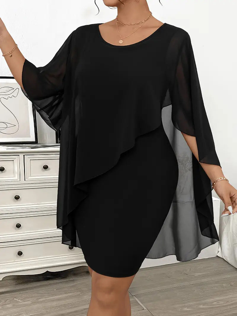 “Chiffon Shawl Wrapped Hip Plus Size Dress – elegant plus size women’s dress with a flowing chiffon shawl, perfect for special occasions and evening wear – Hot Deal Warehouse fashion”


