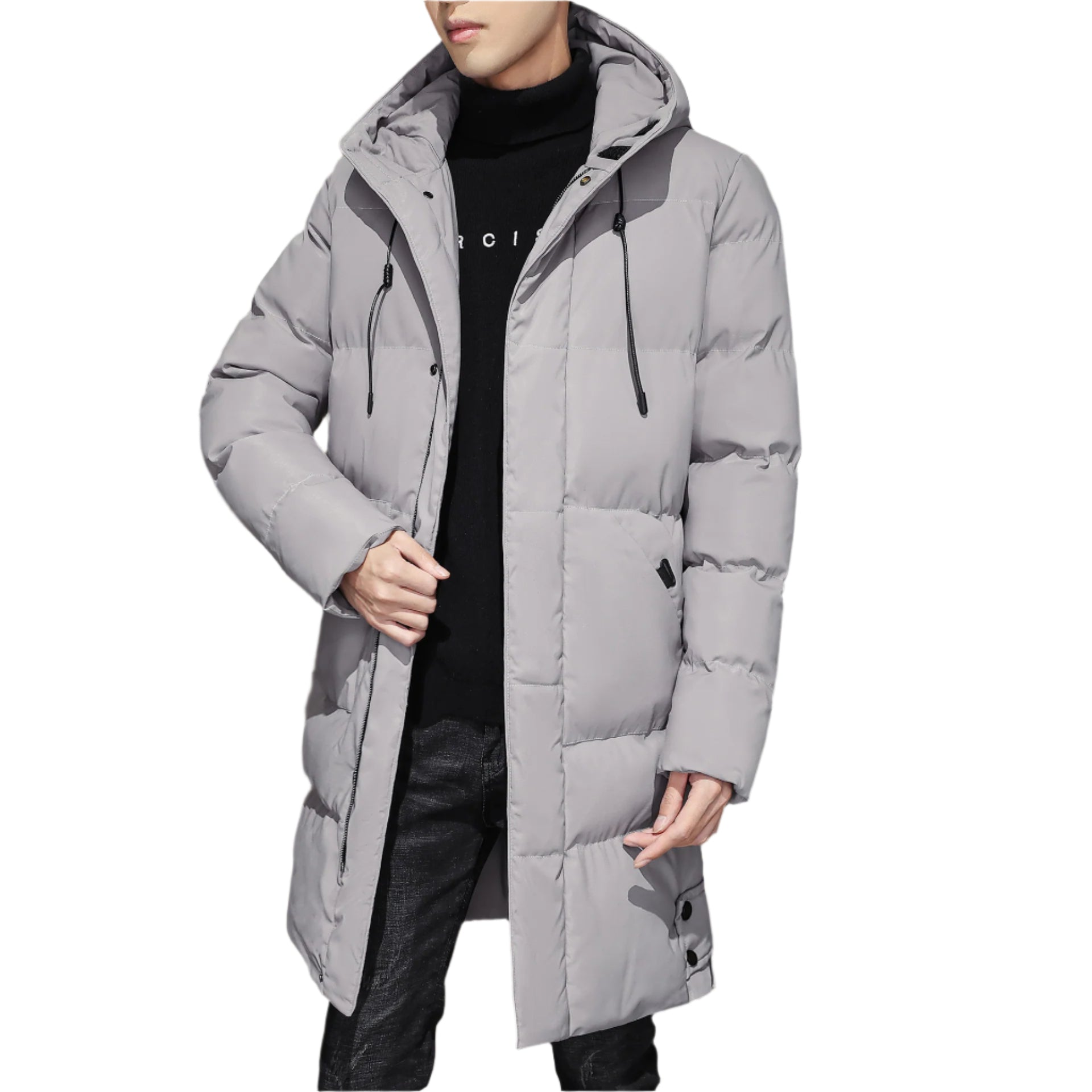 Plus Size Men’s Thick Winter Mid-Length Cotton Coat with Warm Lining

