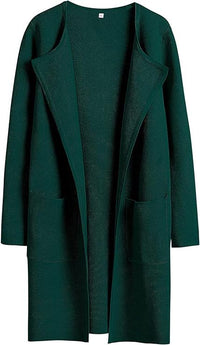 Women's Slim Fit Woolen Mid-Length Coat with Pockets and Lapel – Autumn & Winter Fashion

