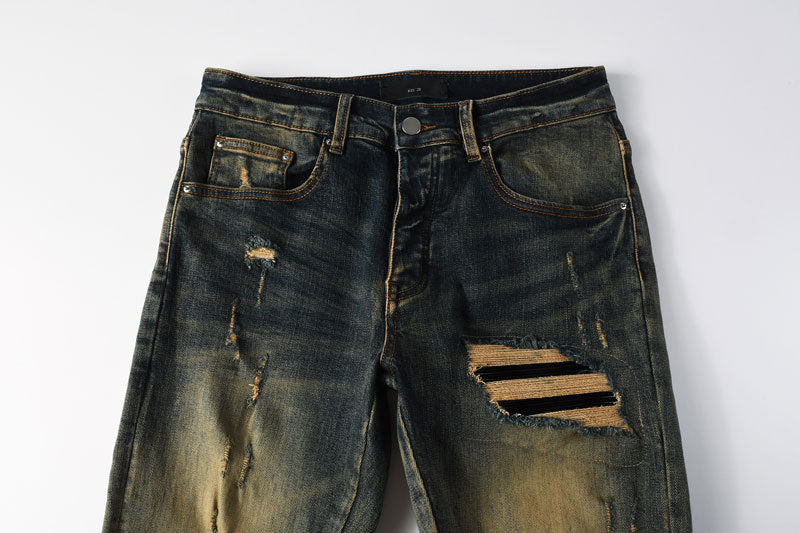 Distressed Dark-Wash Jeans Hot Deal Warehouse